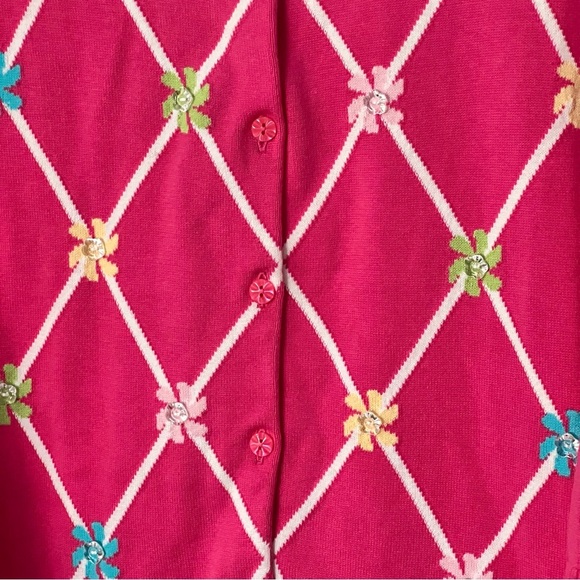 CJ Banks Pink Spring Cardigan Size 1X Argyle Diamond Easter Sweater Whimsy NEW - Picture 2 of 11